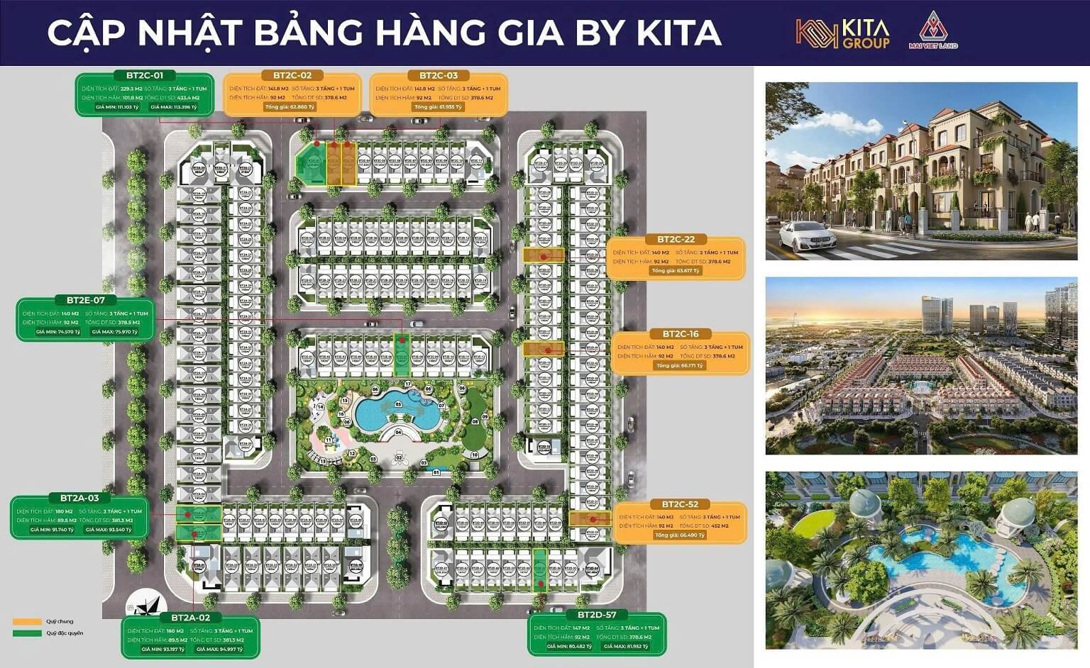 giá bán biệt thự gia22 by kita ciputra